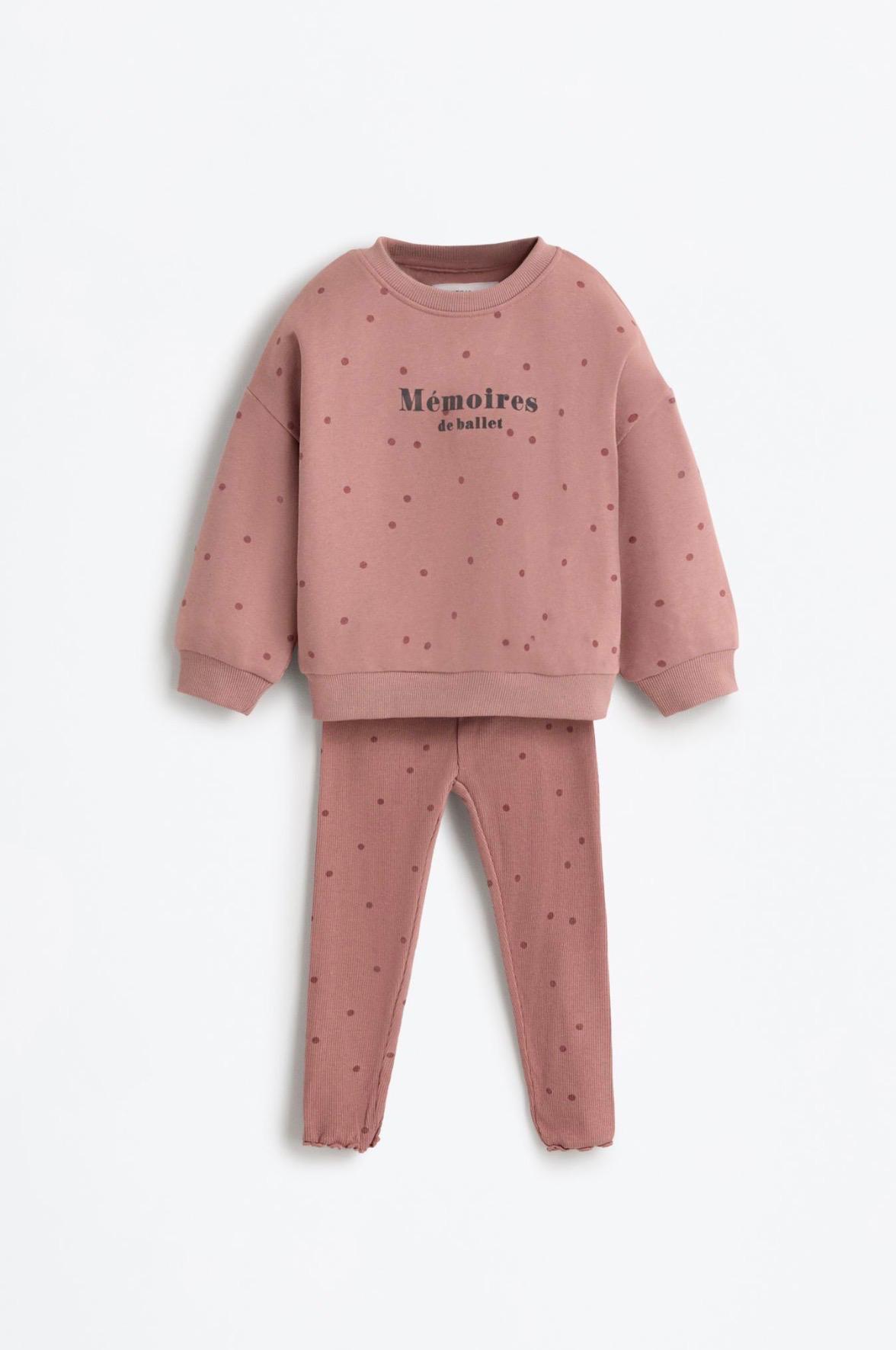 Ensemble 2 Pièces Sweat En Molleton Gratté Imprimé Et Legging En Coton Côtelé Lefties 12-18 mois 86cm