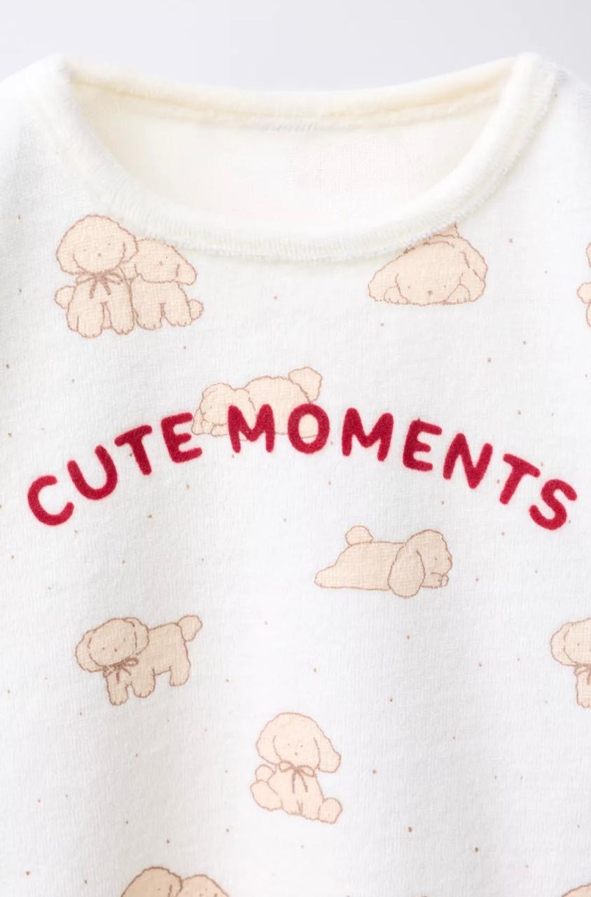 Pyjama Deux Pièces En Velours Imprimé Chiots Zara 3 ans 98cm