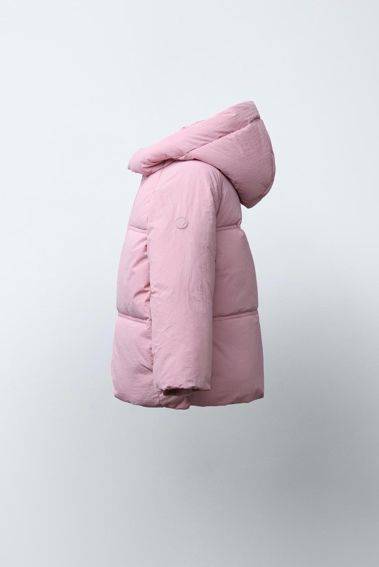 Manteau Matelassé Déperlant À Capuche Rose Zara 3 ans 98cm