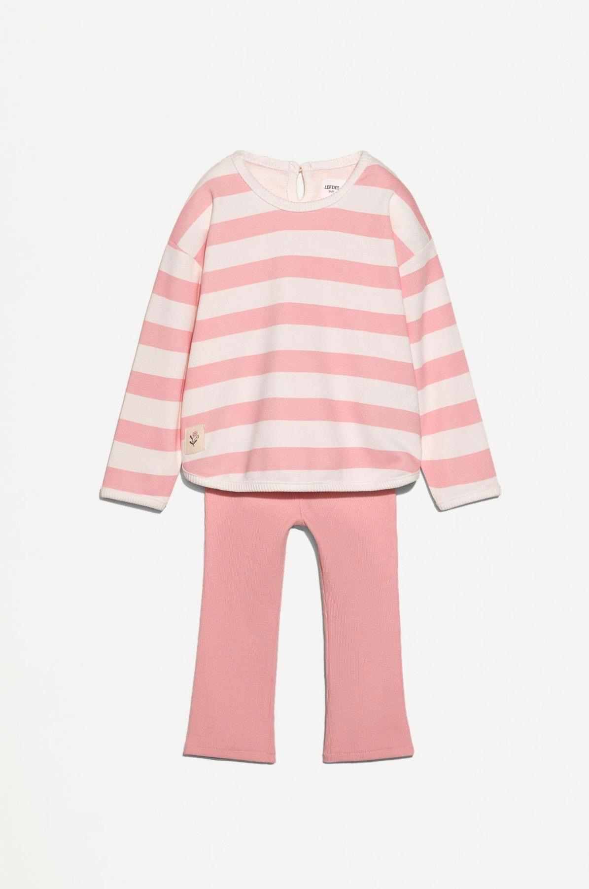 Ensemble 2 Pièces Sweat En Molleton Non Gratté Et Legging Flare En Coton Côtelé Lefties