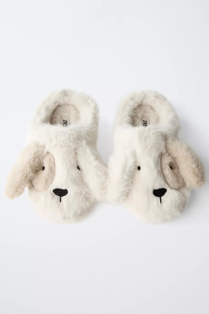 Chaussons claquettes D'Intérieur En Fausse Fourrure Motif Chiot Zara