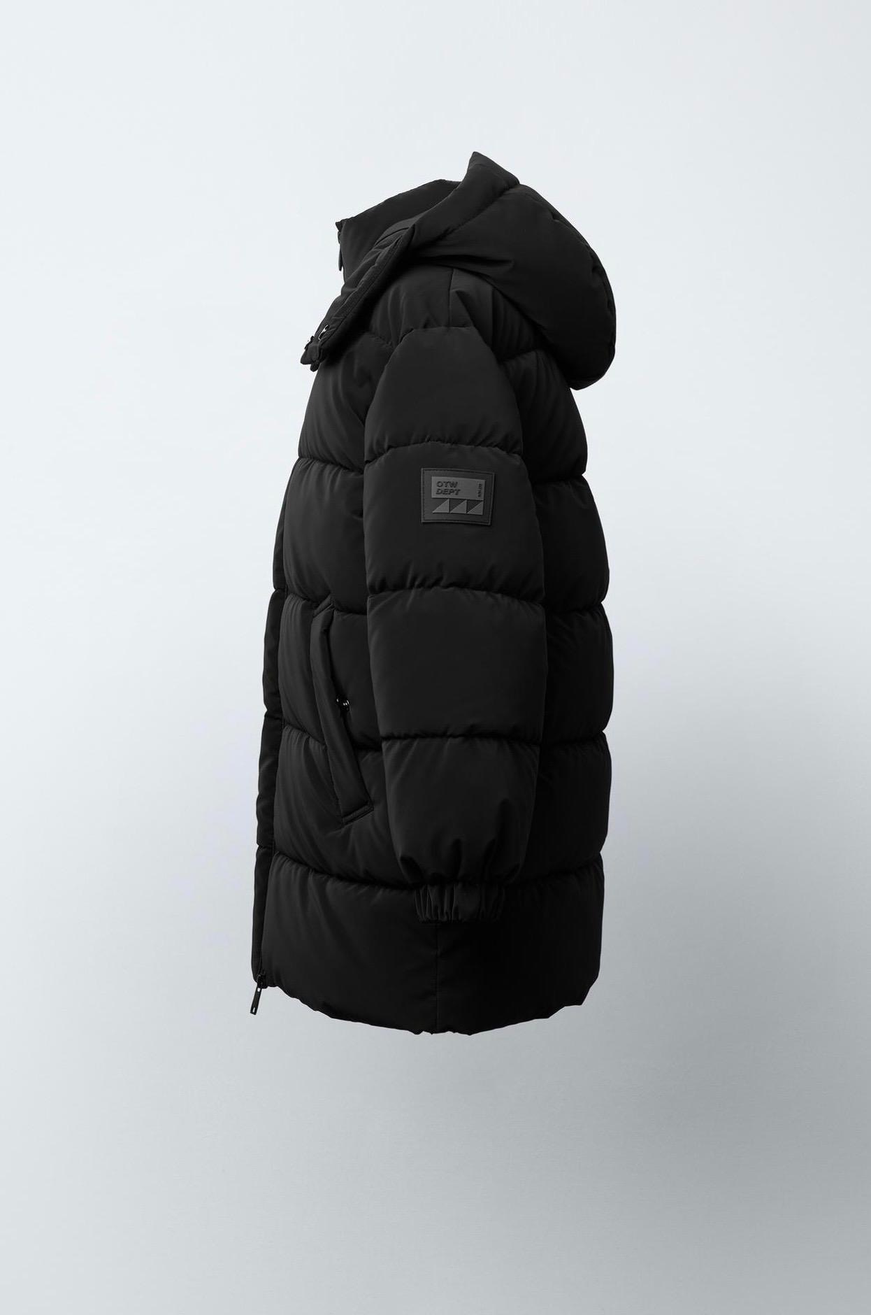 Manteau Long À Capuche Et Étiquette Gommée Noir Zara 13-14 ans 164cm
