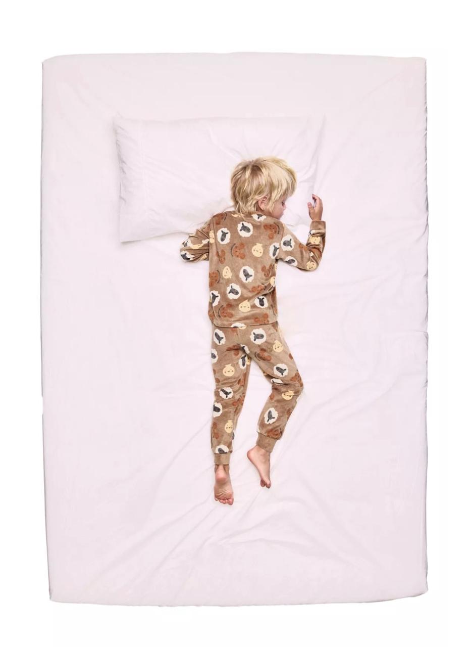 Pyjama Deux Pièces En Velours Imprimé Animaux Marron Zara