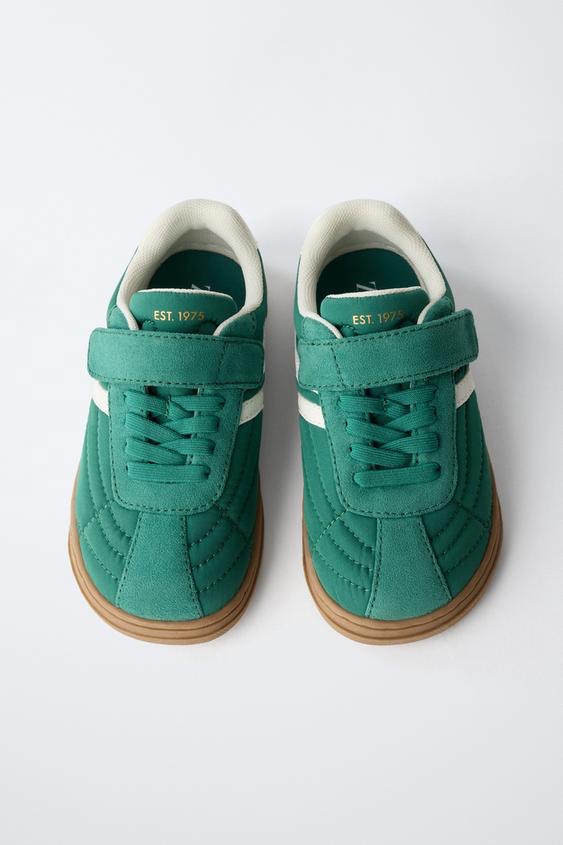 Baskets Barefoot Style Rétro En Suédine À Scratch Vert Zara
