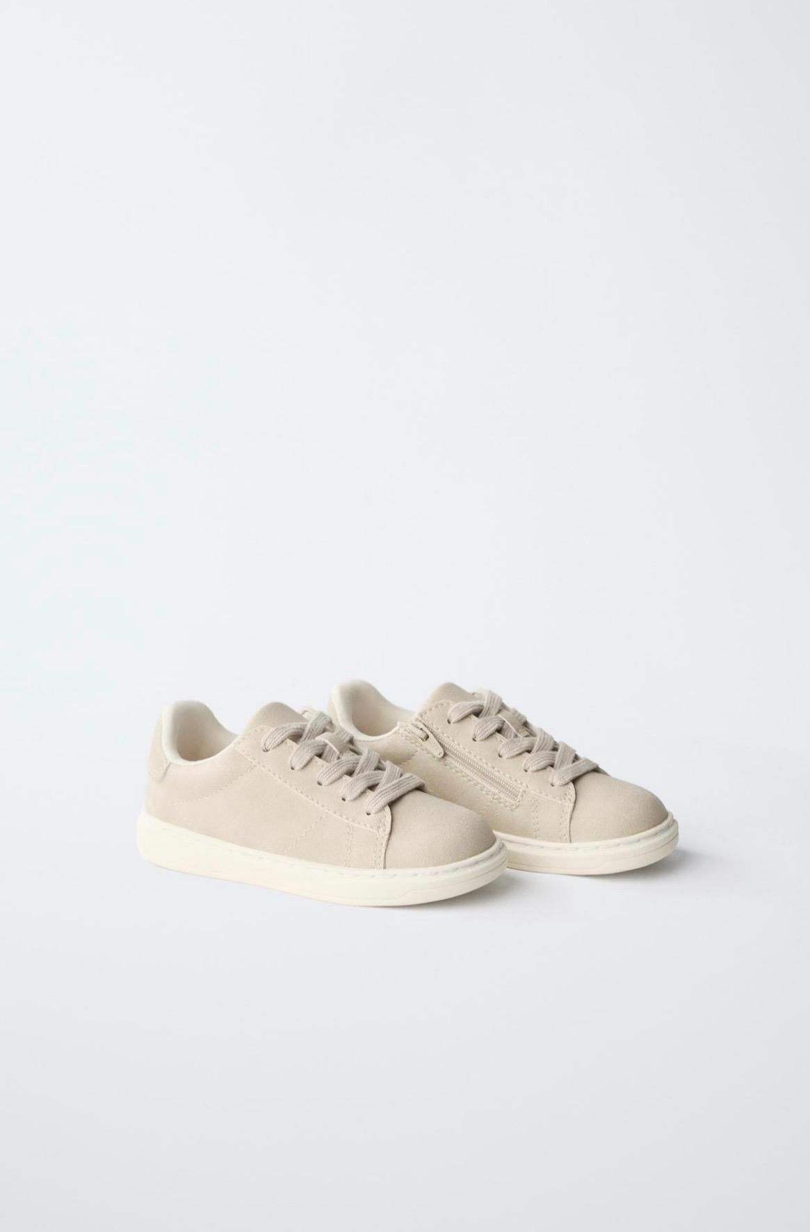 Baskets Souples En Suédine À Lacets Et Zip Zara pointure 28