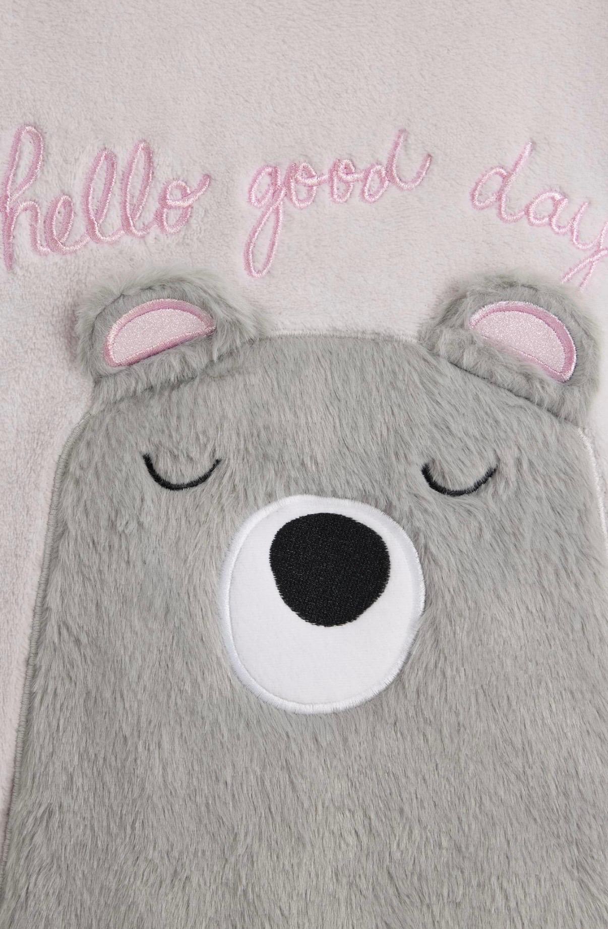 Pyjama 2 Pièces En Tissu Polaire À Empiècement Ourson Gris Clair Lefties