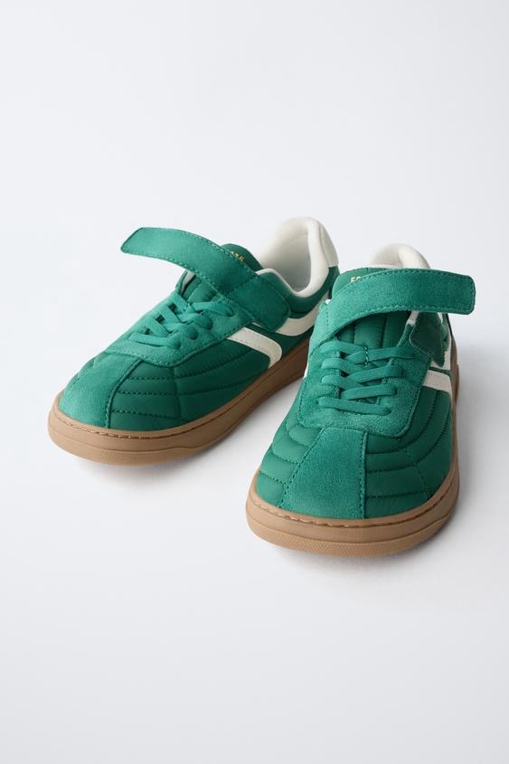 Baskets Barefoot Style Rétro En Suédine À Scratch Vert Zara