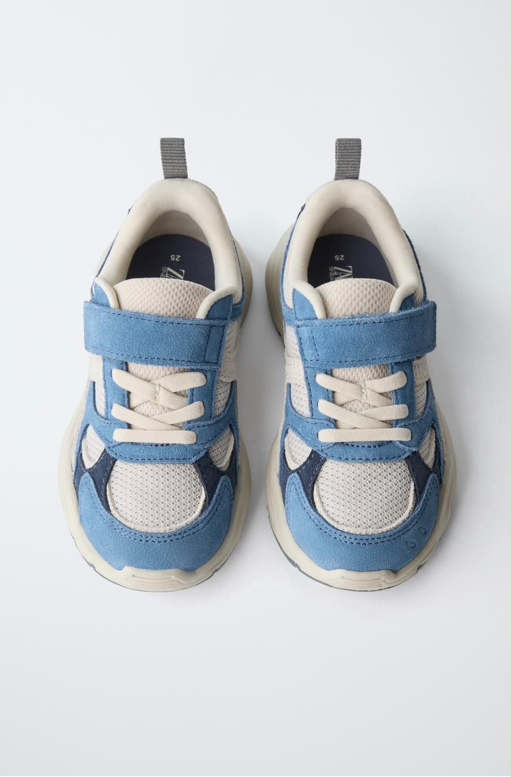 Baskets Bimatière En Cuir Bleu Avec Semelle Confort Zara