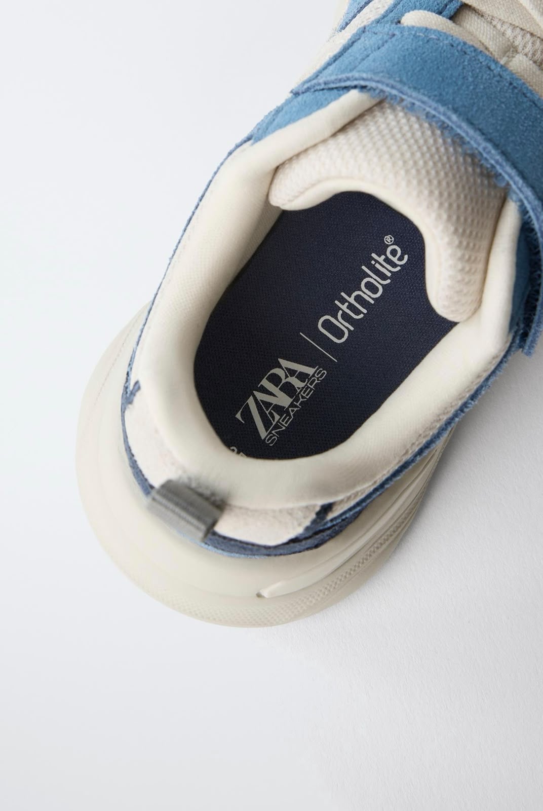 Baskets Bimatière En Cuir Bleu Avec Semelle Confort Zara