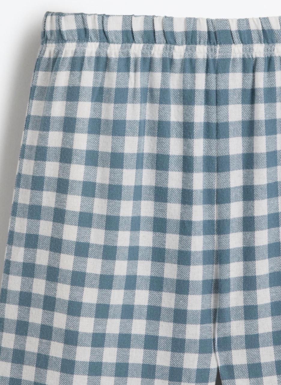 Pyjama Deux Pièces Flanelle Coton Bleu et Blanc Imprimé Vichy Lefties 7-8 ans 128cm