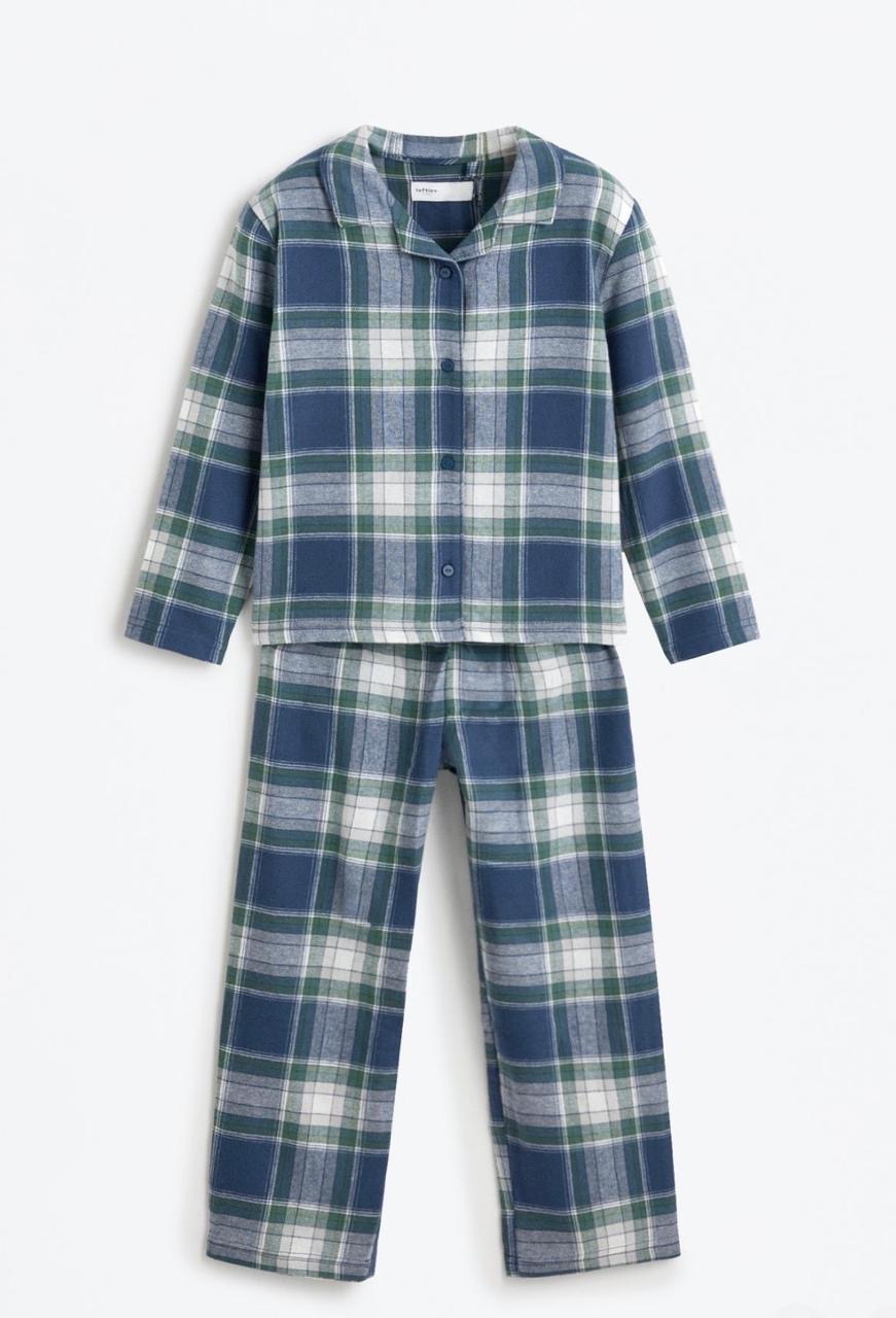 Pyjama Deux Pièces Flanelle Coton Bleu à Carreaux Lefties 7-8 ans 128cm