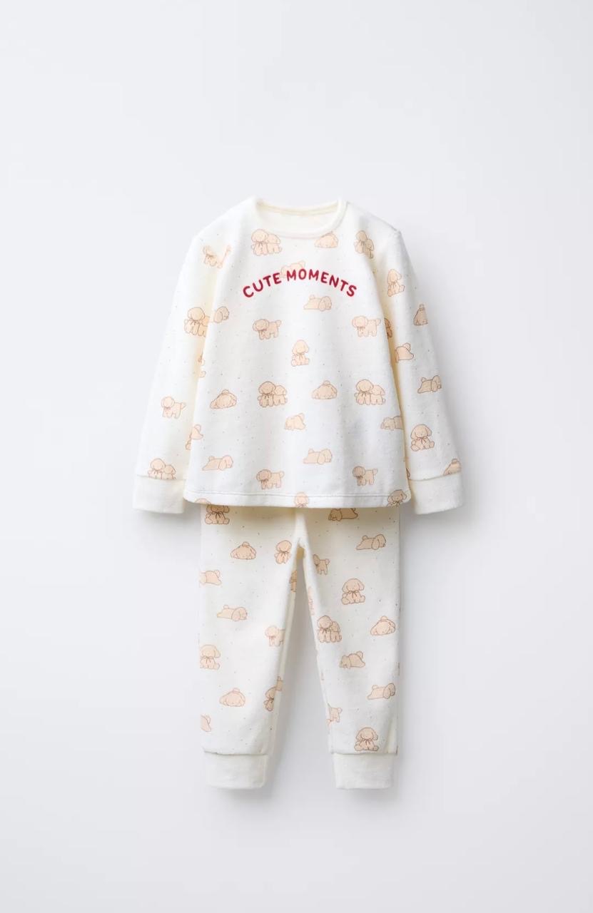 Pyjama Deux Pièces En Velours Imprimé Chiots Zara 3 ans 98cm