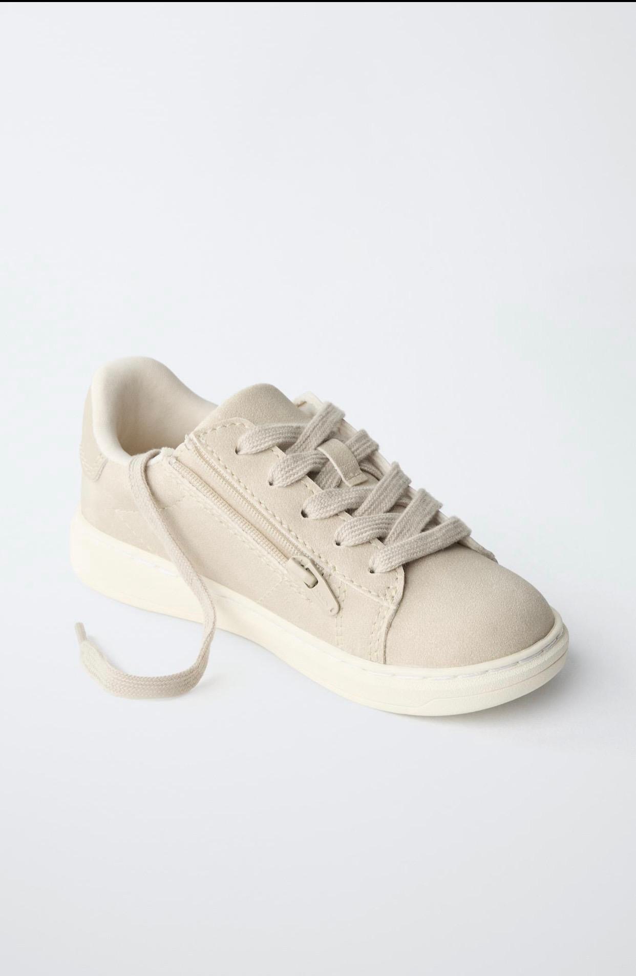 Baskets Souples En Suédine À Lacets Et Zip Zara pointure 28