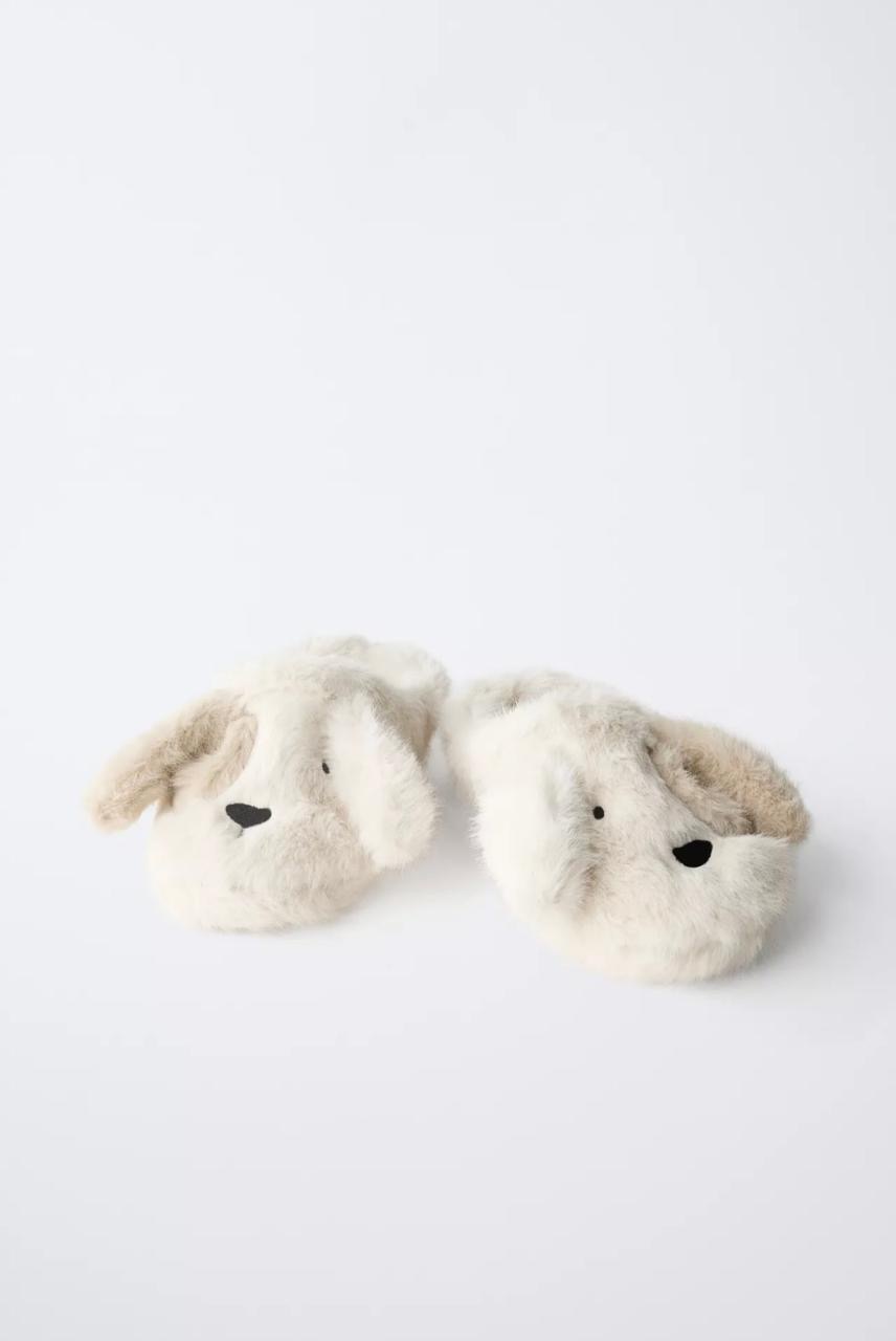 Chaussons claquettes D'Intérieur En Fausse Fourrure Motif Chiot Zara