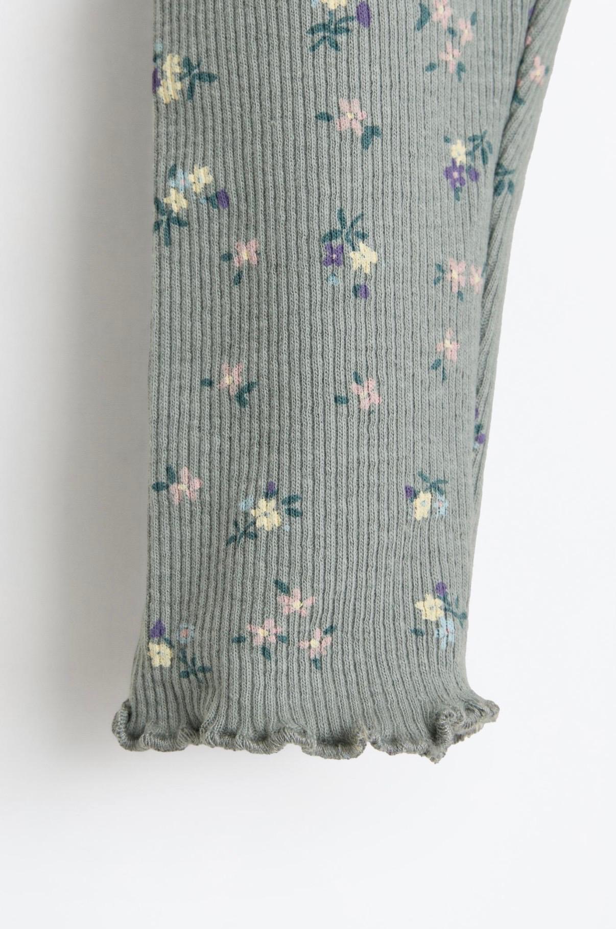 Ensemble 2 Pièces à Fleurs Sweat En Molleton Gratté Et Legging En Coton Côtelé Vert D'Eau Lefties 12-18 mois 86cm