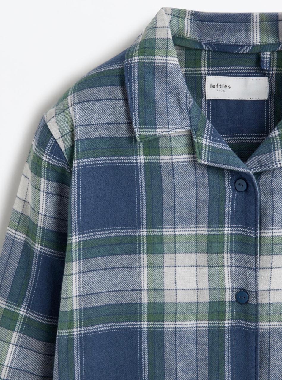 Pyjama Deux Pièces Flanelle Coton Bleu à Carreaux Lefties 7-8 ans 128cm