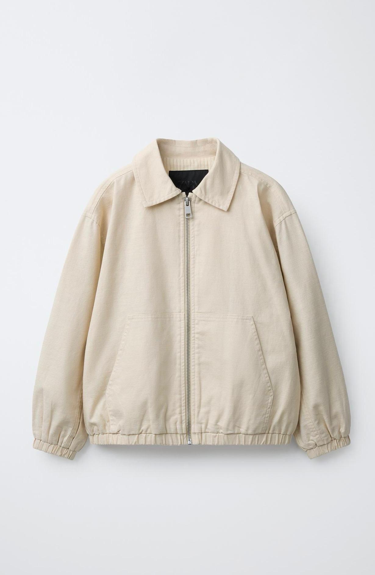 Blouson Bomber En Coton Et Lin Couleur Sable Zara