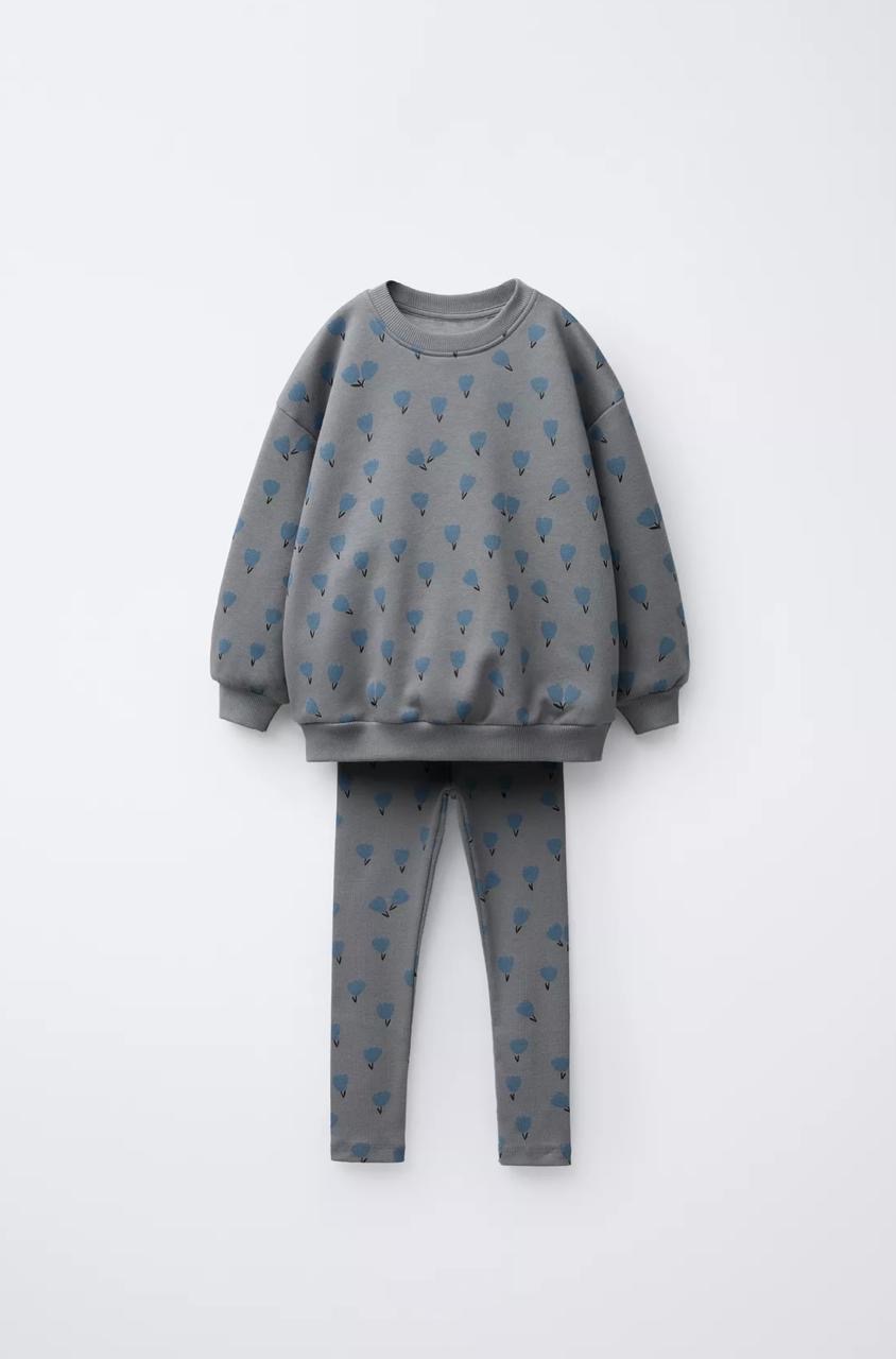 Ensemble 2 Pièces Sweat En Molleton Gratté Et Legging En Coton Côtelé Zara 18 mois 86cm
