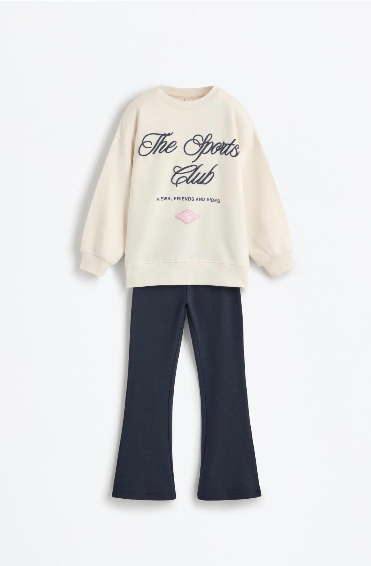 Ensemble 2 Pièces Sweat En Molleton Gratté Imprimé Et Legging Flare En Coton Côtelé Lefties